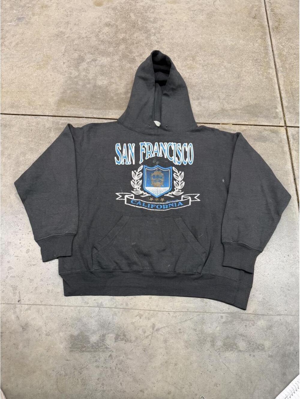 vintage san francisco california destination faded black hoodie size xl